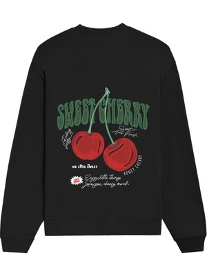 The Lucid Lab Sweet Cherry Oversize Sweatshirt - Siyah