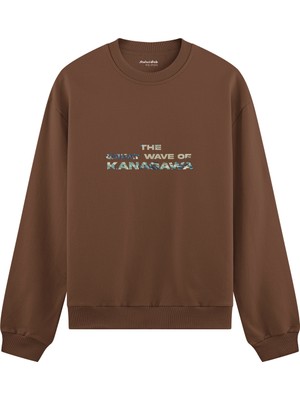 The Lucid Lab The Great Wave Of Kanagawa Oversize Sweatshirt - Kahverengi