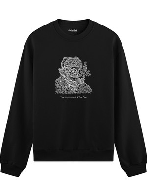 The Lucid Lab The Ear, The Skull & The Pipe Oversize Sweatshirt - Siyah