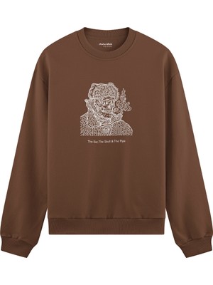 The Lucid Lab The Ear, The Skull & The Pipe Oversize Sweatshirt - Kahverengi