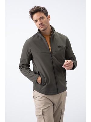 Tommy Life Haki Fermuarlı Dik Yaka Su ve Rüzgar Geçirmez Softshell Erkek Mont - 88050