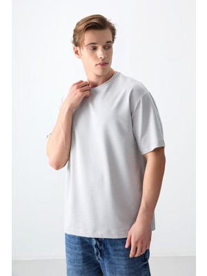 Air Jones Taş Pamuklu Kalın Yumuşak Dokulu Oversize Fit Basic Erkek T-Shirt - 88377