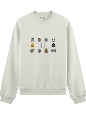 The Lucid Lab Star Wars Icons  Oversize Sweatshirt - Beyaz