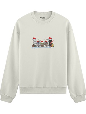 The Lucid Lab Star Wars Christmas Crew Oversize Sweatshirt - Beyaz