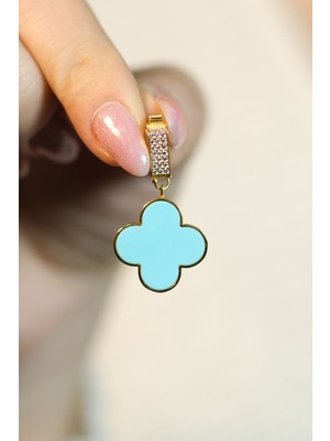 Mavi Mineli Yonca Charm 22 Ayar A078606