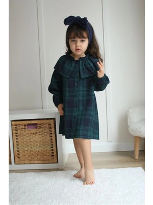 Pantulux Kız Çocuğu Kırmızı Ekose Kıyafet Büyük Fiyonk Detaylı Şık Özel Gün KIYAFETSI-S100-JLB-085