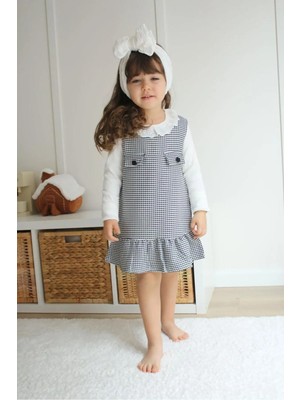 Pantulux Kız Çocuğu Kaz Ayağı Desenli Gömlekli Kıyafet Şık Günlük ve Özel Gün KOMBINI-6382-JLB-088