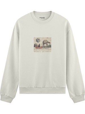 The Lucid Lab Star Wars Merry Sithmas Vintage Oversize Sweatshirt - Beyaz