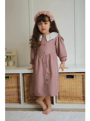 Pantulux Kız Çocuğu Fistolu Kıyafet Dantel Bebe Yaka Detaylı Şık Günlük KIYAFET-J3024-J071