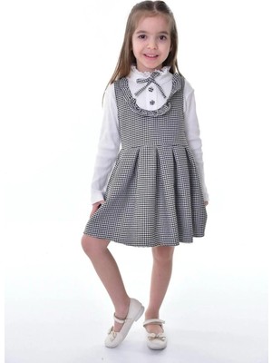 Pantulux Kız Çocuğu Kazayağı Desenli Jile Kıyafet Gömlek Dahil Şık Günlük ve Özel Gün SETI-6380-JLB-089