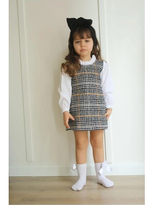 Pantulux Kız Çocuğu Kazayağı Desenli Jile Kıyafet Gömlek Dahil Şık Günlük SET-105-JLB-086