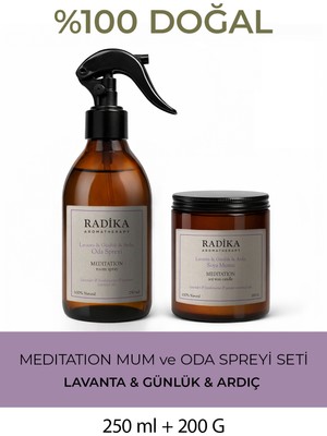 Radika Aromatherapy Doğal Mum ve Oda Spreyi Seti | Meditation | Dinginlik ve Meditasyon Kokusu