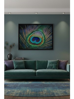 Safir Design Modern Sanat Serisi Ikonik Tavus Kuşu Deseni Çerçeveli Tablo