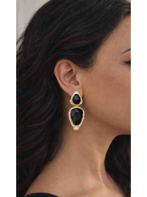 Jewelry Taş Detaylı Gold Küpe