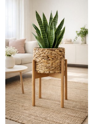 ada ahşap oyma ve çerçevecilik Hasır Standlı Saksı