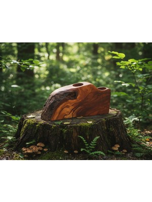 Wood Askania Kiraz Ağacından Ahşap Mumluk/şamdan