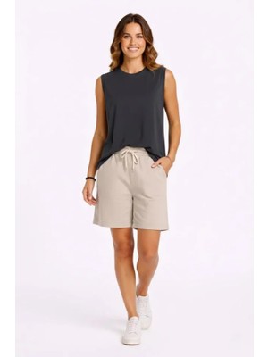 İlk El Grup Ieg™ Oversize Atlet Salaş Kalıp Bisiklet Yaka Basic Yazlık Spor Bluz - Füme