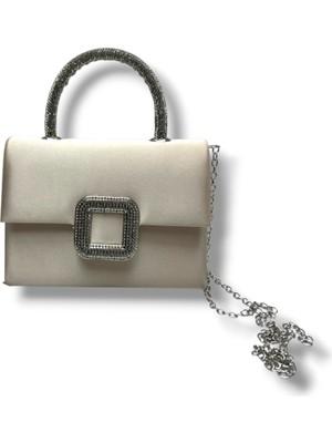 Cakgo 758-26 Saten Parlak Kumaş Taşlı Çelik Kasa Abiye Çanta