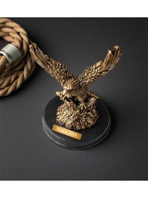 Hediye Fikri Kişiye Özel Polyester Kartal Figürü Dekoratif Heykel 13X9 cm Bronz Görünümlü Masa Üstü Kartal Biblosu