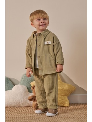 Minipodyum Erkek Bebek Baskılı Alt Üst Takım Bayramlık 3'lü