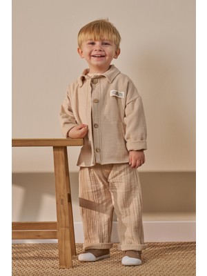 Minipodyum Erkek Bebek Baskılı Alt Üst Takım Bayramlık 3'lü