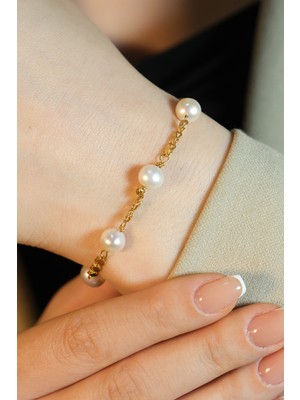 Incili Pullu Zincir Bileklik 22 Ayar A075280