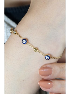 Nazar Boncuklu Dorika Bileklik 14 Ayar A057752