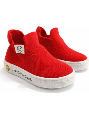 Katia & Bony Çocuk Gülen Yüz Aksesuarlı Çorap Ayakkabı Kırmızı