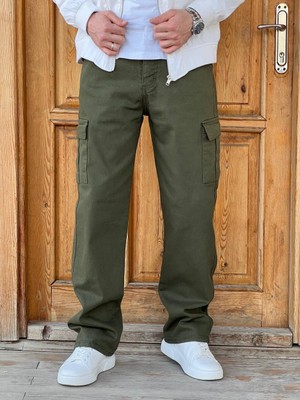 Enk 2026 Vintage Erkek Kargo Baggy Krem/haki/siyah