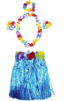 Ett Luau Aloha Hawaii Partisi Etek Taç ve Bileklik Seti Mavi Dinç Store - 004982