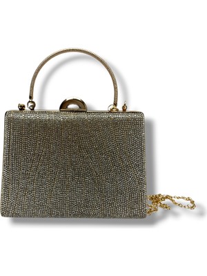 Cakgo 358-26 Simli Kumaş Taşlı Çelik Kasa Abiye Çanta