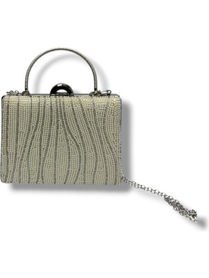 Cakgo 358-26 Simli Kumaş Taşlı Çelik Kasa Abiye Çanta