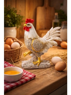 Hediye Fikri Rustik Dekoratif Horoz Figürü – Reçine Mutfak Biblosu 16 cm
