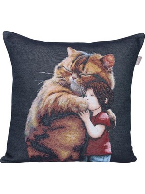 Believe Garfield Kedi Sevgisi Jakarlı Dokuma  Goblen Dekoratif 45*45 Kırlent