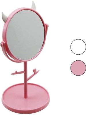 Shopwave 6 Inç  - 15CM Yuvarlak - Boynuzlutakı Askılıklı Makyaj Aynası Renkli Plastik Takılık SEPETLİ=15CM (5047)