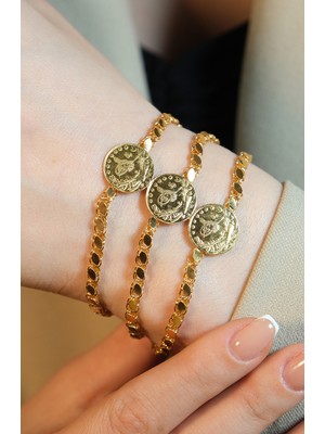 Üçlü Reşatlı Pullu Zincir Bileklik 22 Ayar A081166