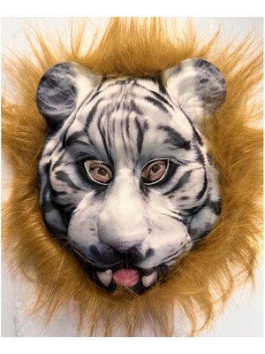 DS LLC Ieg™ Kahverengi Saçlı Dişli Kaplan Maskesi Mega Peluş 25 No DSLLCRS-ETIEG34