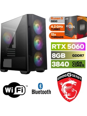 MSI Şafak-Gaming Pc Ddr4 |ryzen 5 5500 | Rtx 5060 8gb | 16 GB Ddr4 Ram | 1tb Nvme 5000 4000 |WİN11PRO