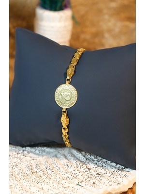 Çeyrekli Pullu Zincir Bileklik 22 Ayar A077142