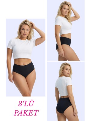 New Lilla 308 Yüksek Bel Kadın Dikişsiz Lazer Bato 3'lü Külot Paketi
