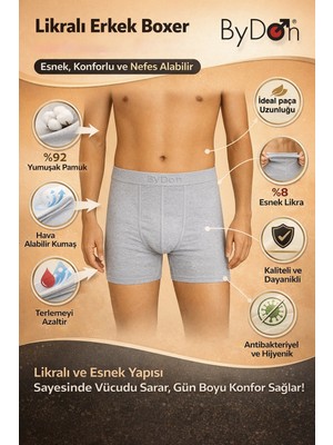 ByDon Erkek Licralı Boxer Esnek Kumaş (Rahat Kesim , Pamuklu Kumaş )