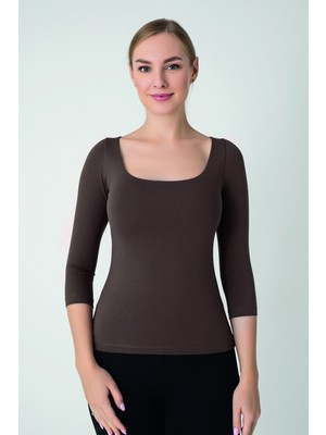 Confeo Kadın Modal U Yaka 3/4 Kol T-Shirt C801-035