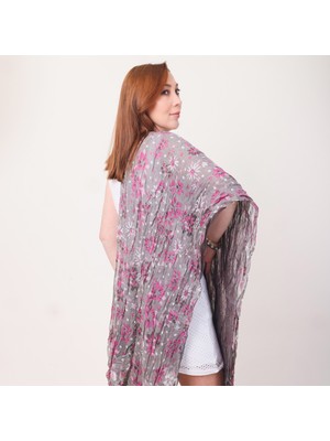 Mystic Shawl %100 Pamuk Çiçek Desenli Çift Taraflı Şal (70X180CM)