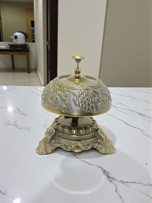 Hediye Fikri Şık Dekoratif Masa Üstü Pirinç Resepsiyon Zili – Klasik Tasarım (18 x 15 Cm)