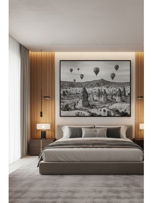 Safir Design Kapadokya Rüyası Sıcak Hava Balonları ve Peri Bacaları Çerçeveli Tablo