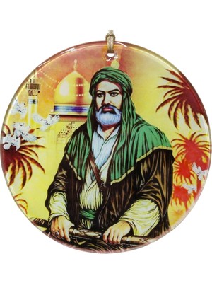 Mixperi Hz. Ali Görsel Baskılı Yuvarlak Cam Dekor - 16 cm Duvar Süsü