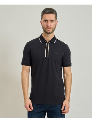 Boss Erkek Dar Kesim Nem Emici Esnek Pamuklu Kısa Kollu Lacivert Polo Yaka T-Shirt 50555698-402