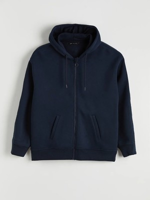 LC Waikiki Lacivert Kolay Giyilebilir Kolları Çıtçıtlı Erkek Fermuarlı Sweashirt