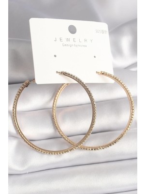 Prativas Pirinç Gold Renk Zirkon Taşlı Halka Model Kadın Küpe – PRT3500EB03549