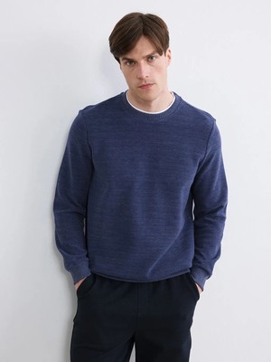 LC Waikiki Indigo Bisiklet Yaka Erkek Sweatshirt